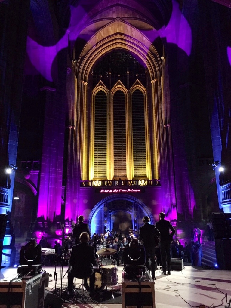 Beatles Gig Event The Cheatles  on stage at The Anglican Cathedral Liverpool