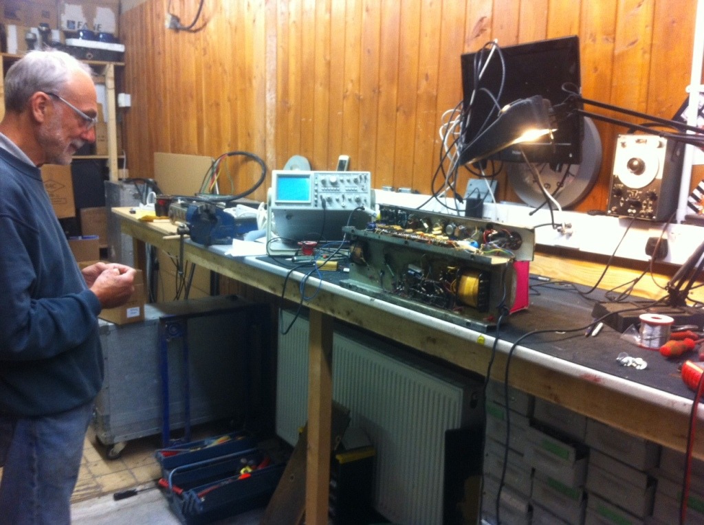 Picture of an Authentic Vox Amps being serviced by Mike Handley
