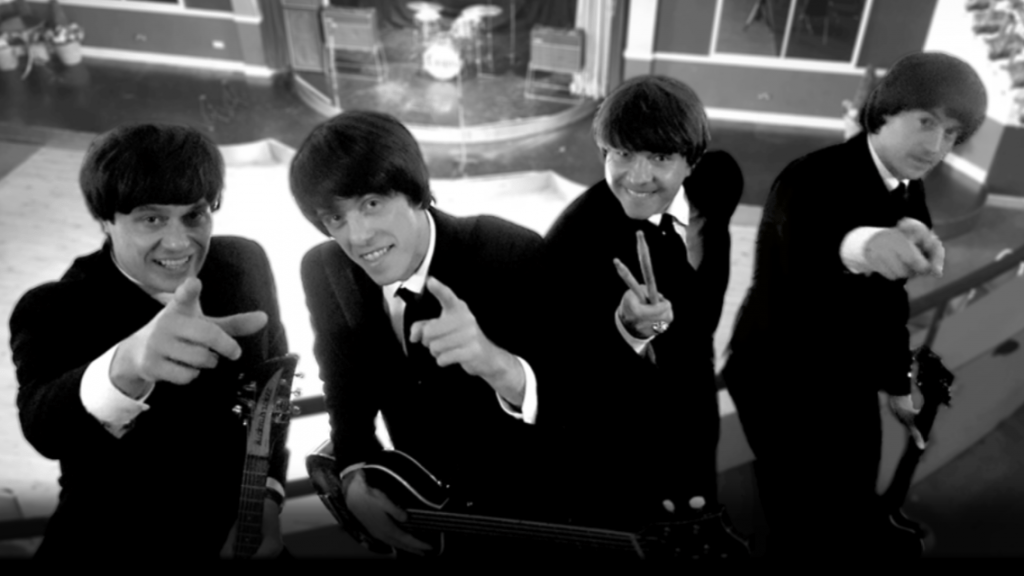 The Cheatles tribute Beatles band backstage 